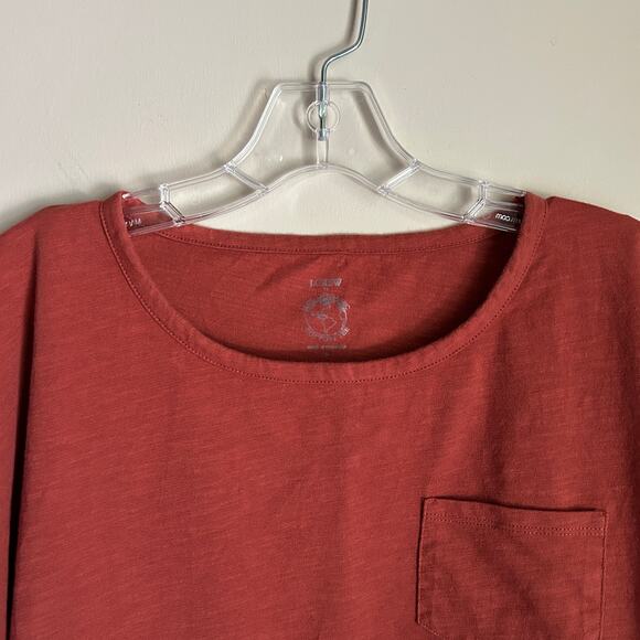 J. Crew Burnt Orange/Red Organic Cotton Short Sleeve Boxy Pocket Tee Size Large - Picture 2 of 7